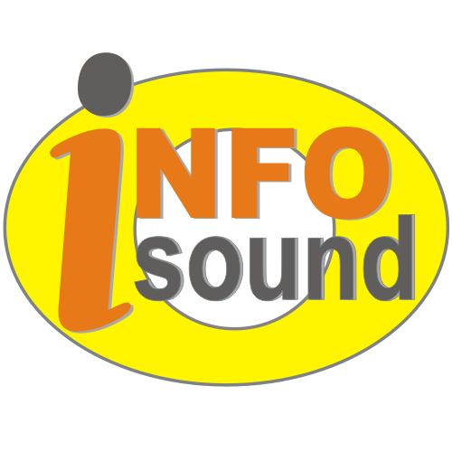 The Infosound logo - the words "info" and "sound" inside a yellow eye shape